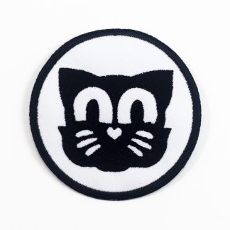 Parche Grid el gato Redondo Bordado B/N de color negro con el fondo blanco