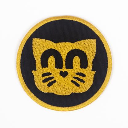 Parche Grid el gato Redondo Bordado Color de color amarillo con el fondo negro